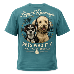 Pets Who Fly – Headset Portrait T-Shirt (Teal)