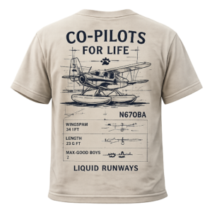 Co-Pilots for Life – Blueprint Seaplane T-Shirt (Sand)